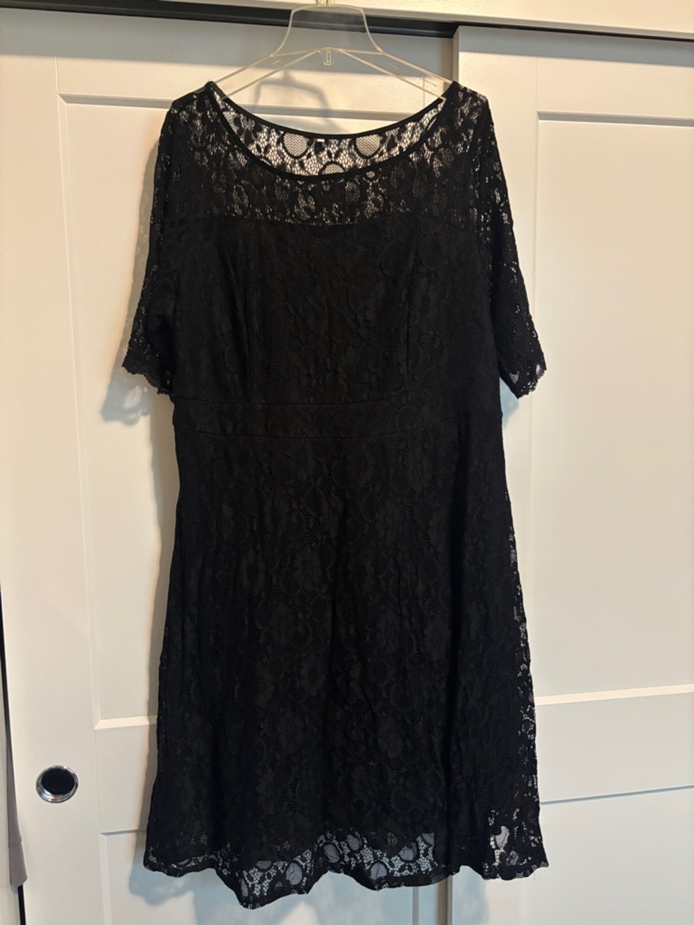 Black Lace Women's Dress - Classic A-Line about knee length  size 20